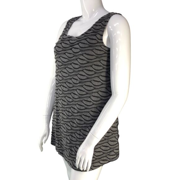 Chalet Et Ceci Womens Size M Dress Tank Scalloped Textured Black Gray USA Made - Picture 4 of 15